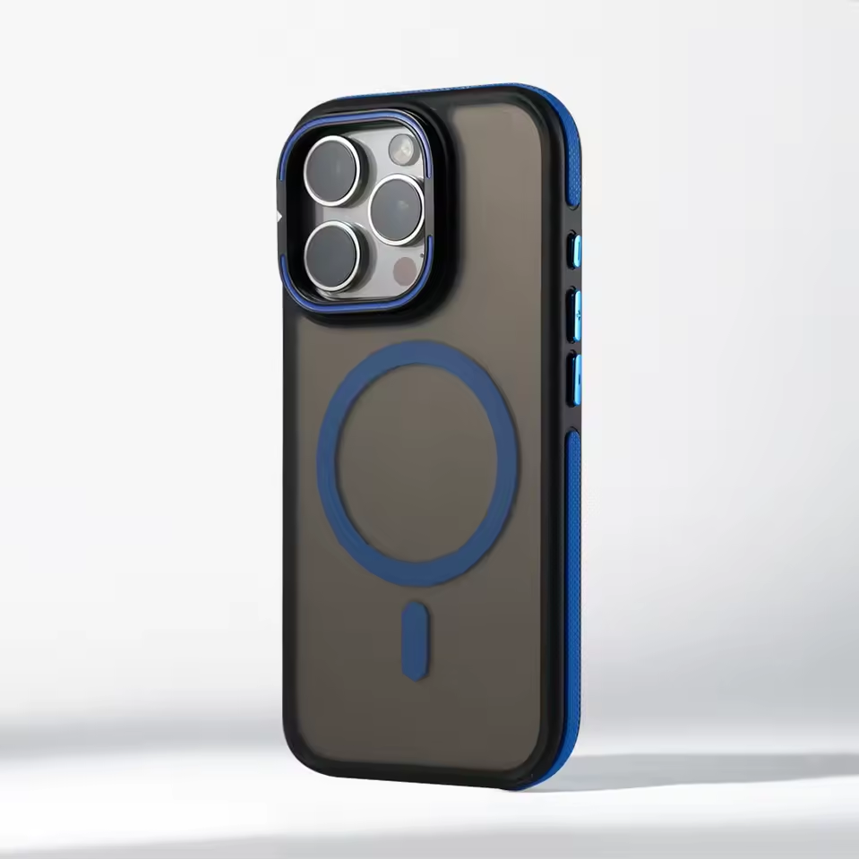 Funda Case para iPhone 15 Ahumado Stand Magsafe Antishock Azul