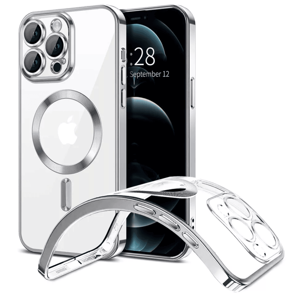 Funda iPhone 12 Magsafe + Protector de Camara Plateado