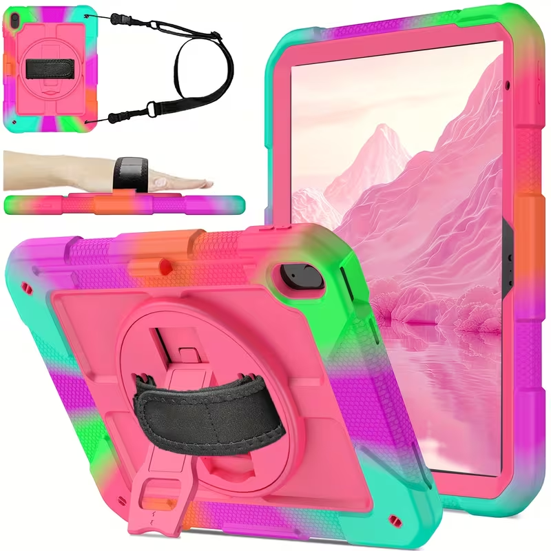 Funda para iPad 6ta Gen 9.7" Rugged Grip 360° Arcoiris