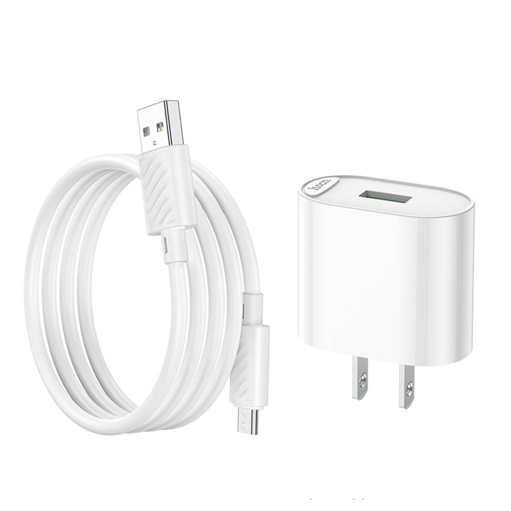 Cargador Hoco C109 Fighter QC3.0 Cable Micro USB V8 Blanco