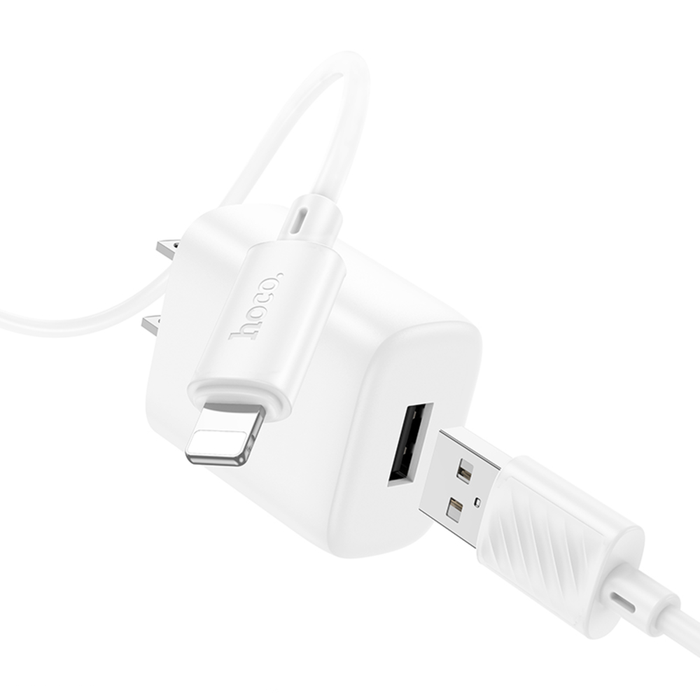 Cargador Hoco C134 Solid Cable Para iP 12W Blanco
