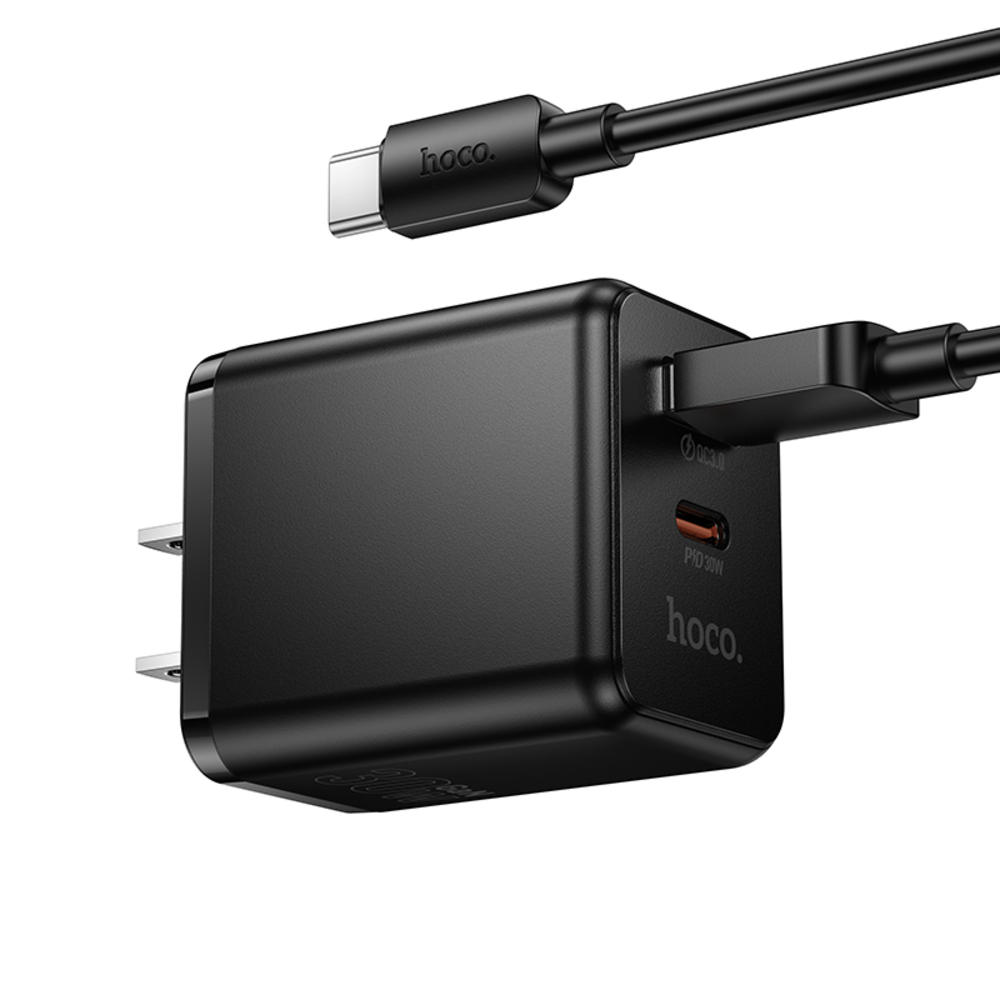 Cargador Hoco C157 PD30W QC3.0 Cable USB Tipo C Negro