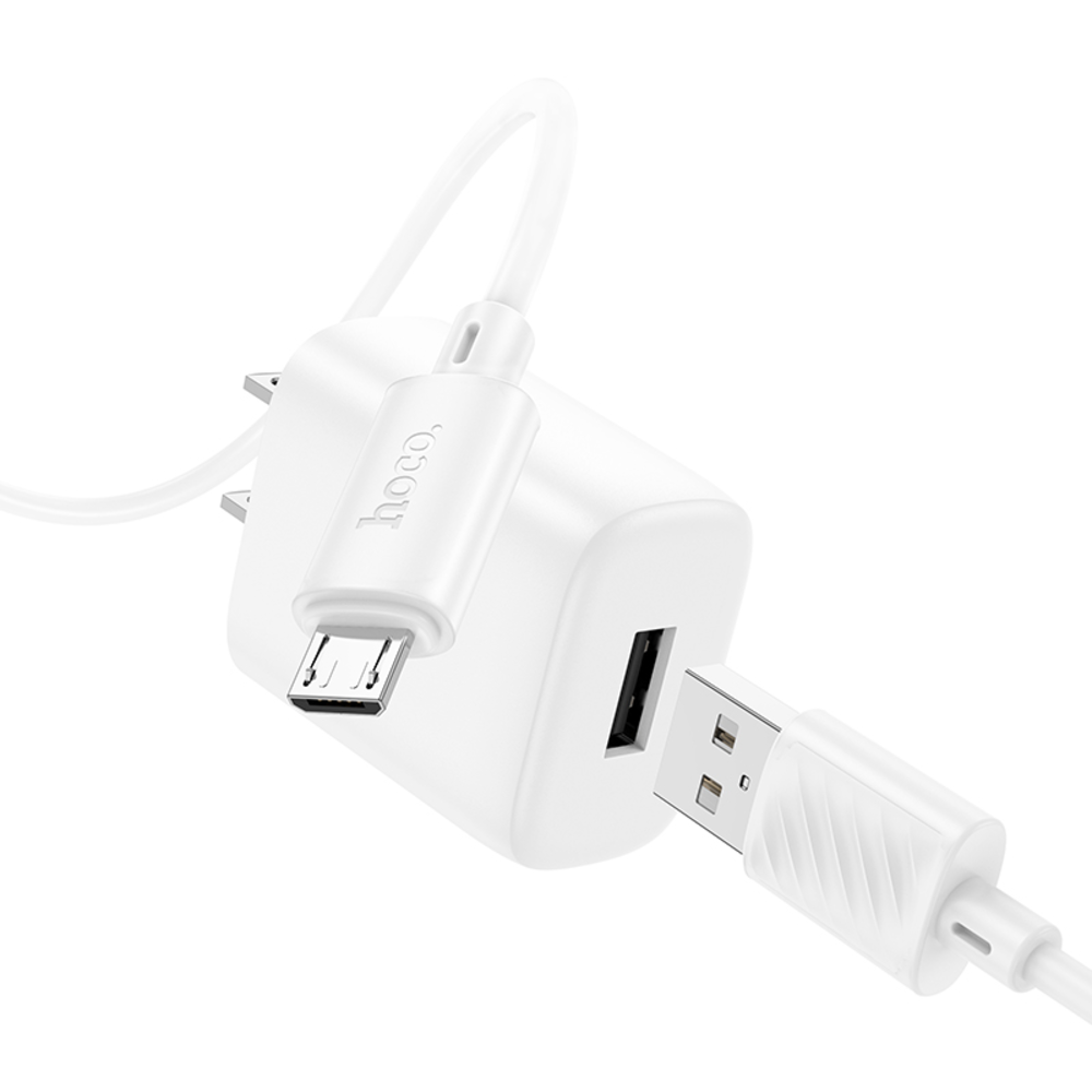 Cargador Hoco C134 Solid Cable Micro USB V8 12W Blanco