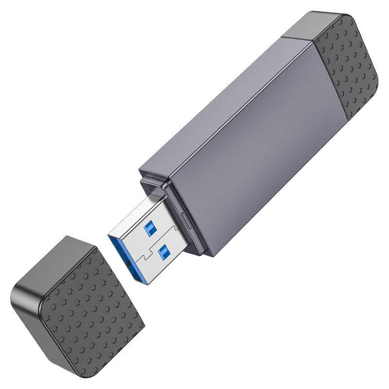 Lector Tarjetas Hoco HB45 Spirit USB Tipo-C 2.0 MetalGris