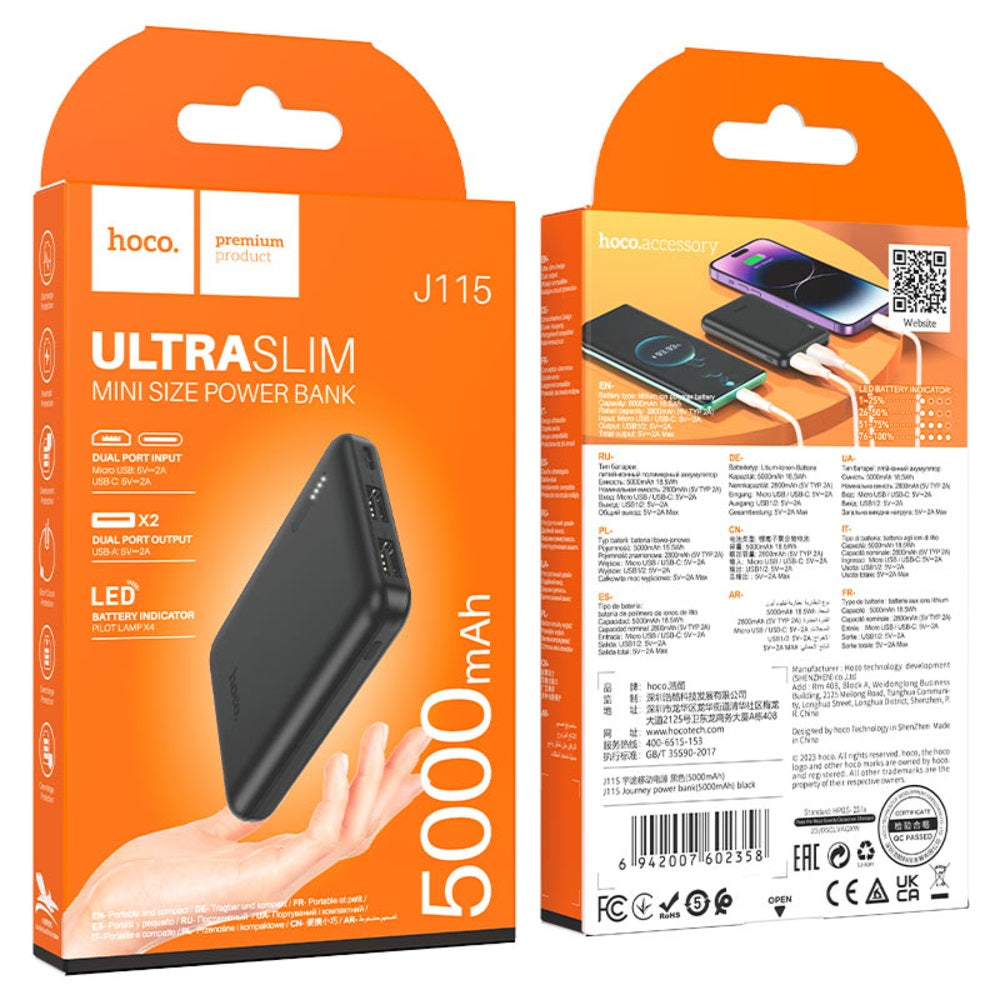 Power Bank 5000mAh Hoco J115 Journey Negro