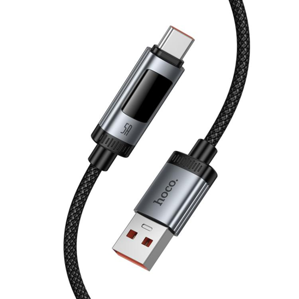 Cable Hoco U148 Lord USB a Tipo-C 100W Con Pantalla Negro