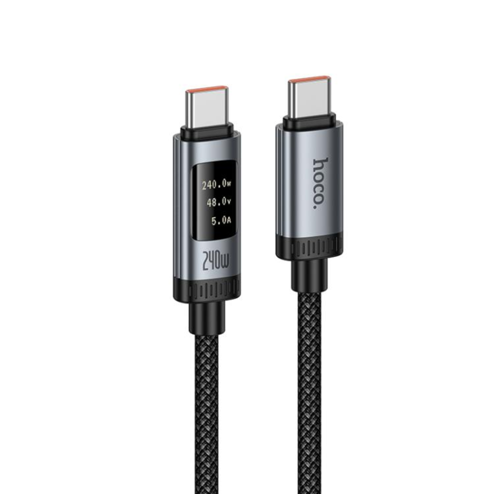 Cable Hoco U148 Lord Tipo-C a Tipo-C 240W Con Pantalla Negro