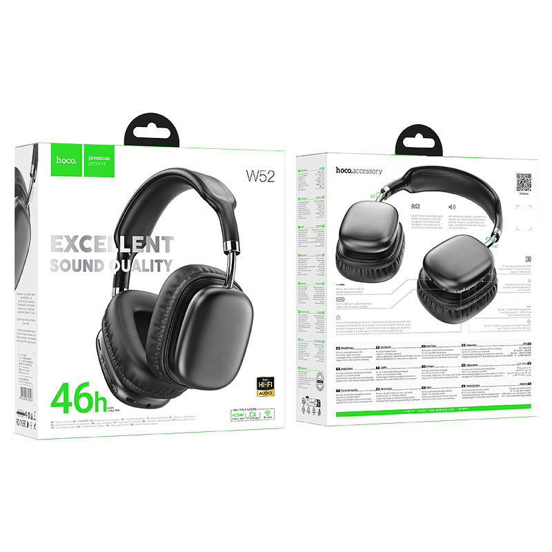 Audifonos Bluetooth Hoco W52 Diadema Orejeras Negro