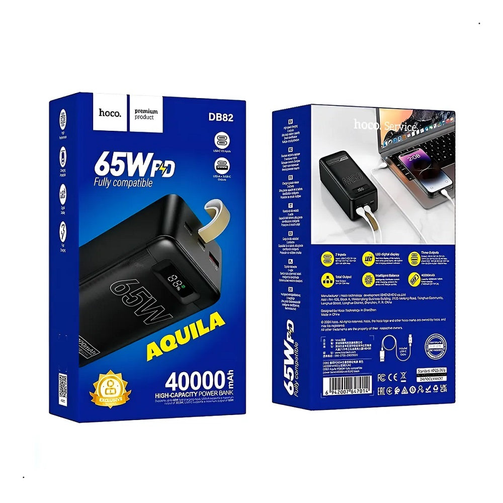 Power Bank 40000mAh Hoco DB82 PD65W Carga Rapida Negro