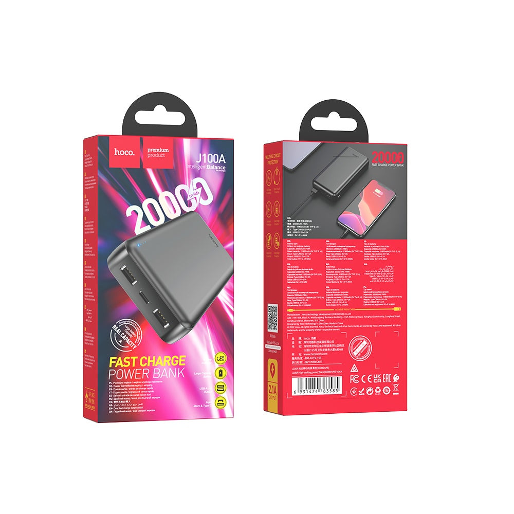 Power Bank 20000mAh Hoco J100A High-Rank Negro