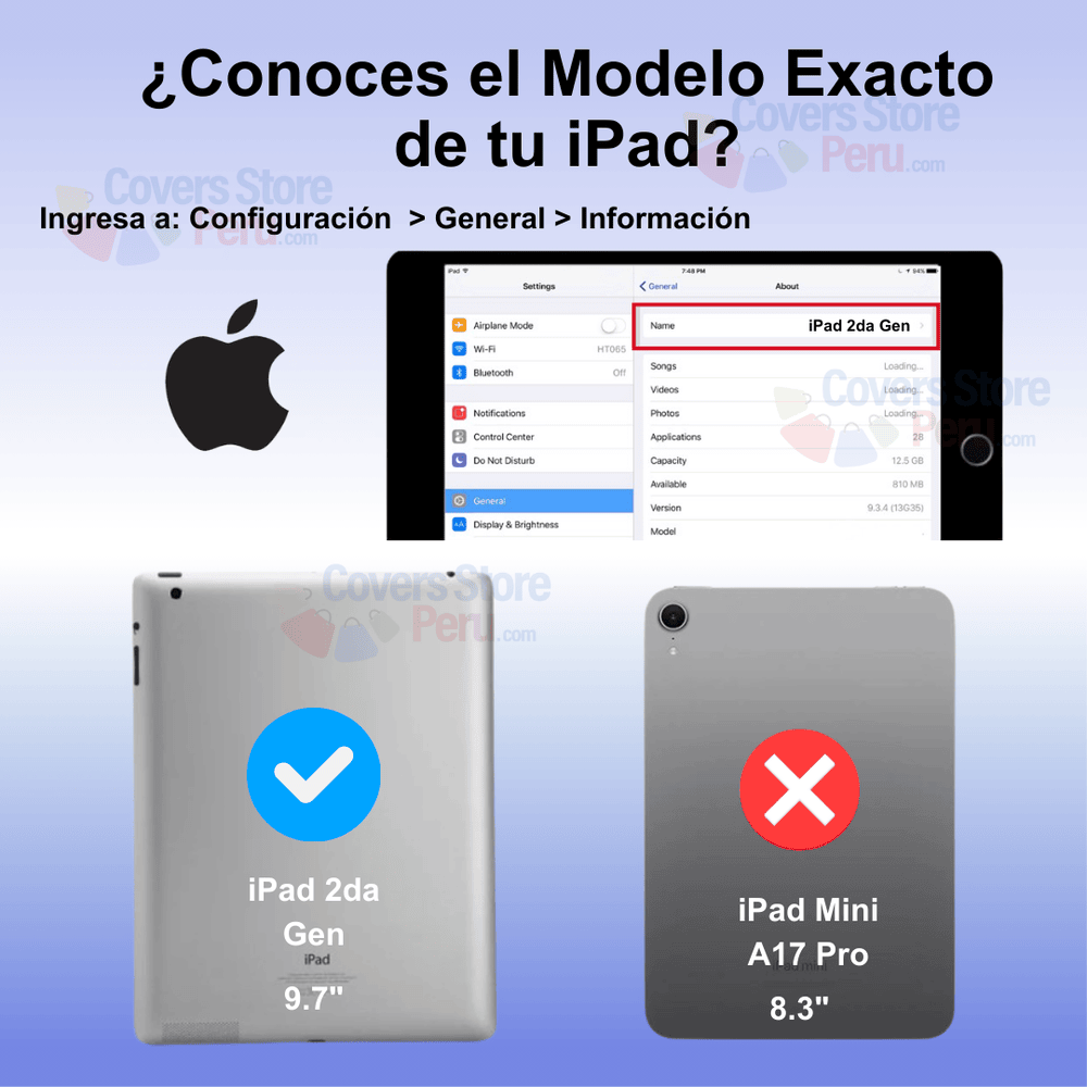 Combo Funda de iPad 2da Gen 9.7" A1395 360° Morado + Mica