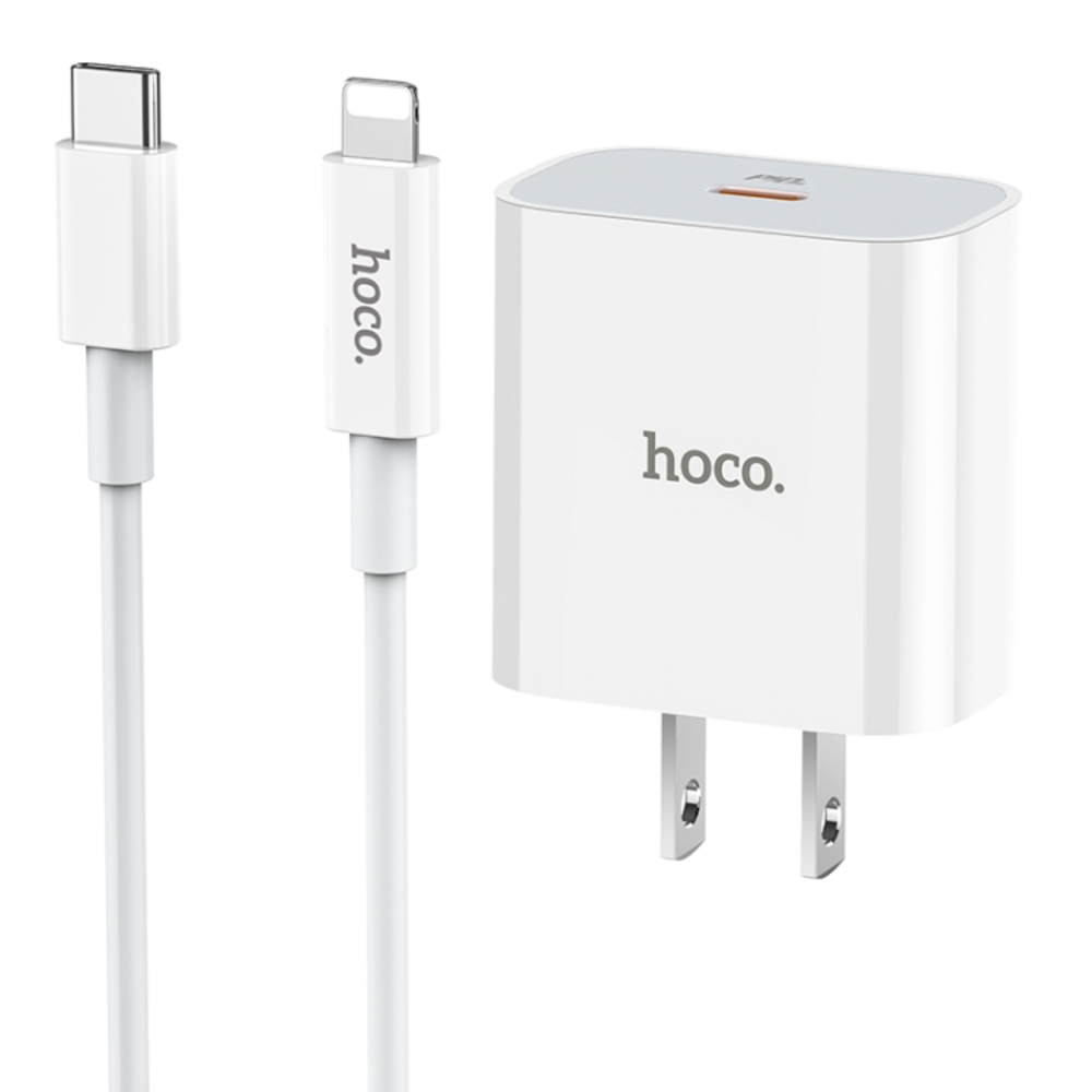 Cargador Hoco C76 Plus PD20W Cable Tipo C a iPBlanco