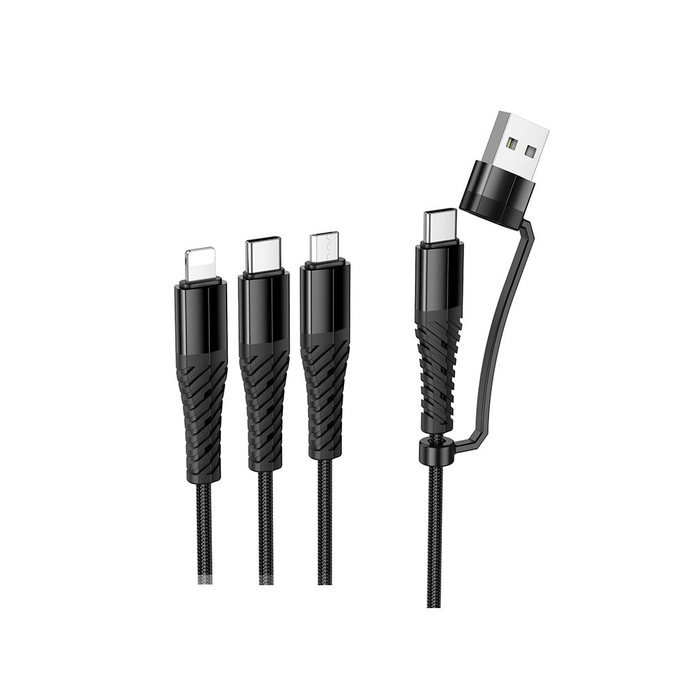 Cable Hoco X123 Victory Multi 3 en 1 USB/Tipo-C Negro