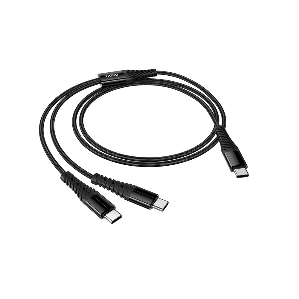 Cable Hoco X123 Victory 2 en 1 Tipo-C a Doble Tipo-C Negro