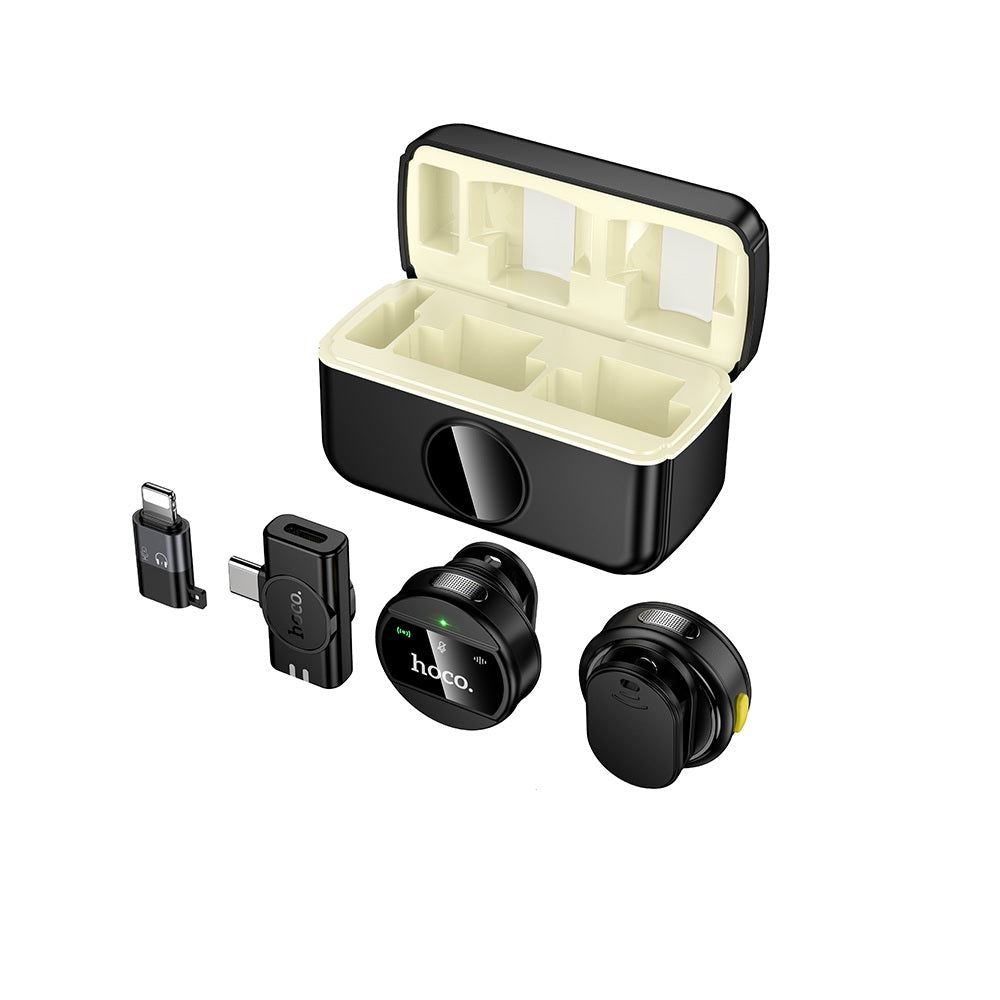 Microfono Dual 2 en 1 Tipo C + IP Inalambrico Hoco L22 Negro
