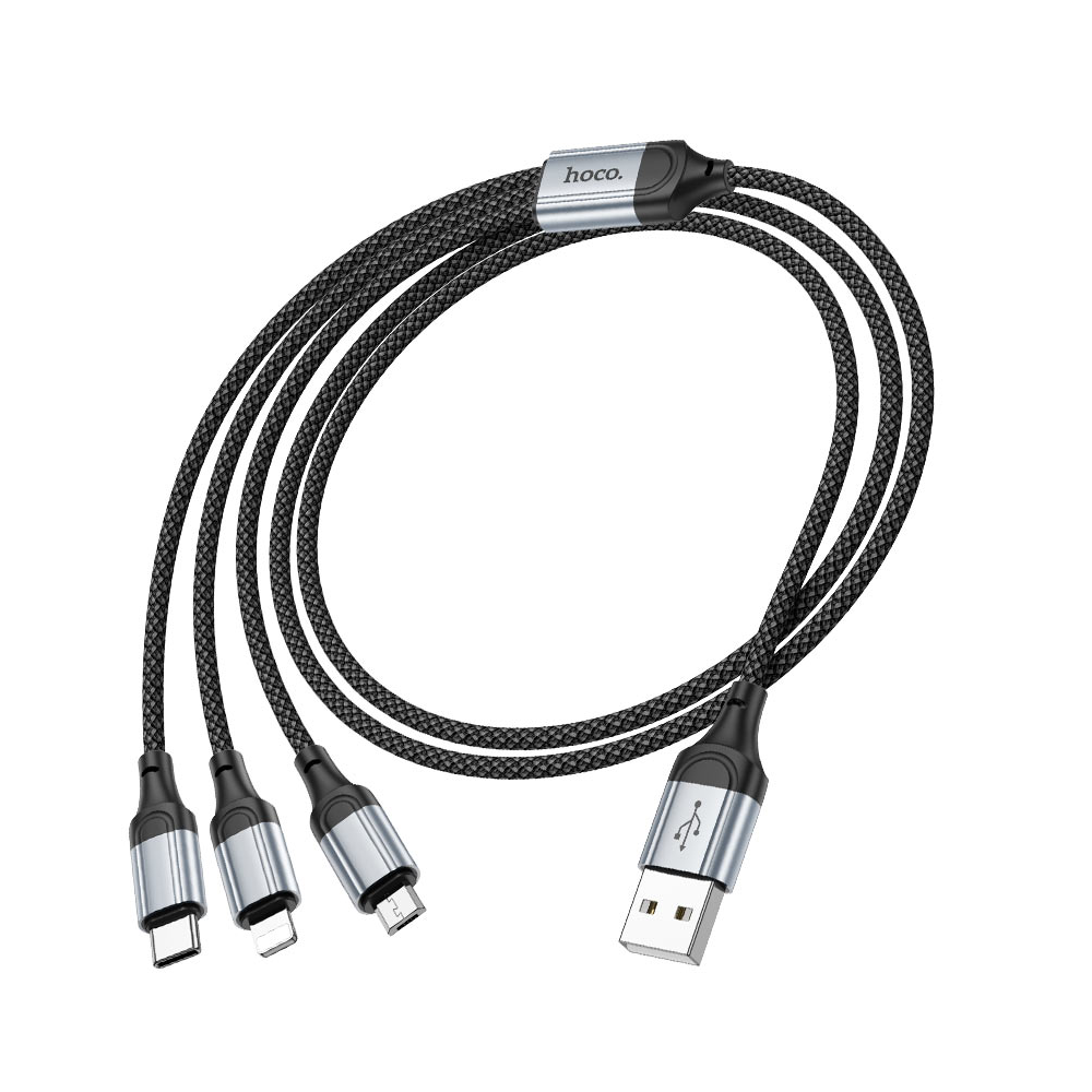Cable Hoco X102 Fresh 3 en 1 USB a iP/Micro/Tipo-C Negro