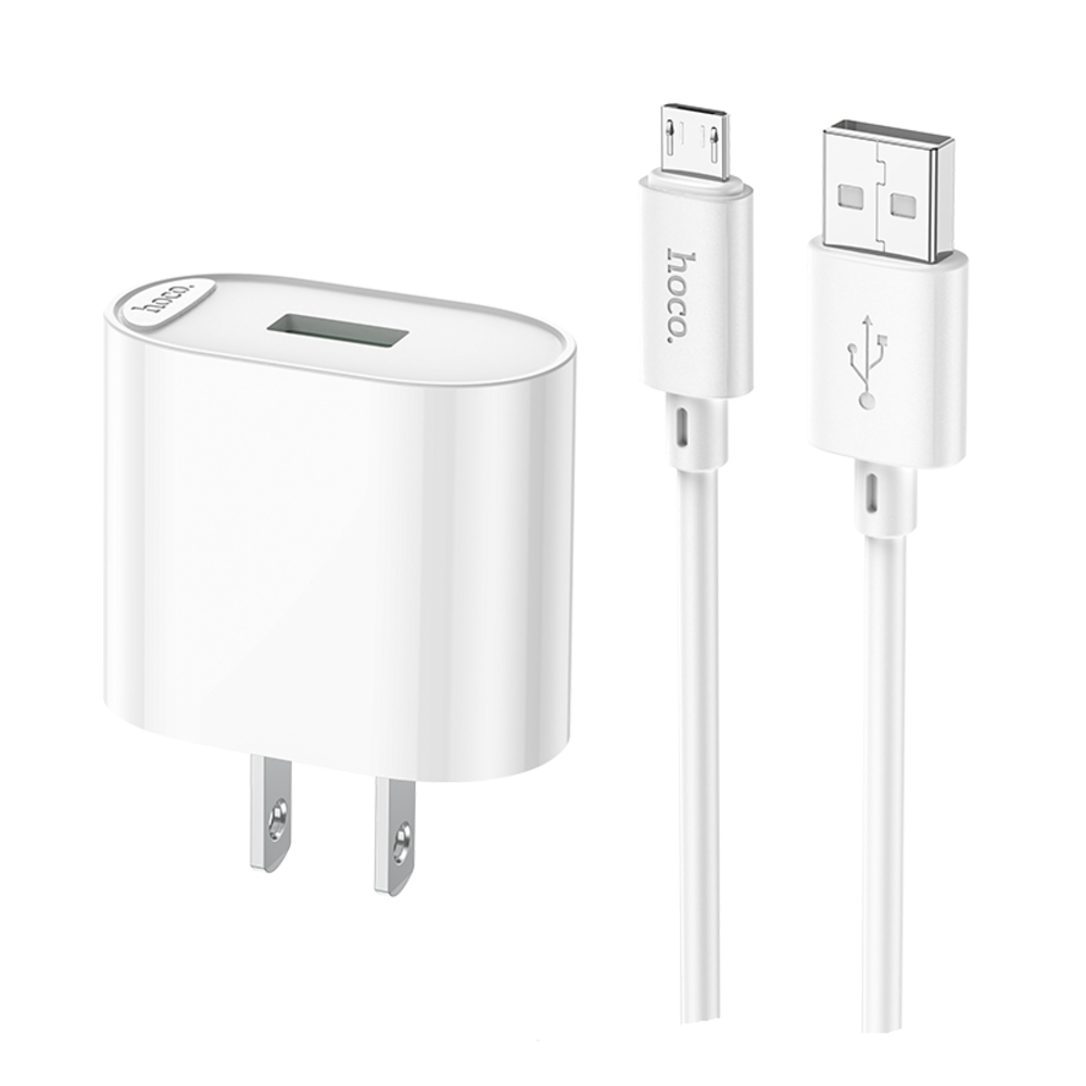 Cargador Hoco C109 Fighter QC3.0 Cable Micro USB V8 Blanco