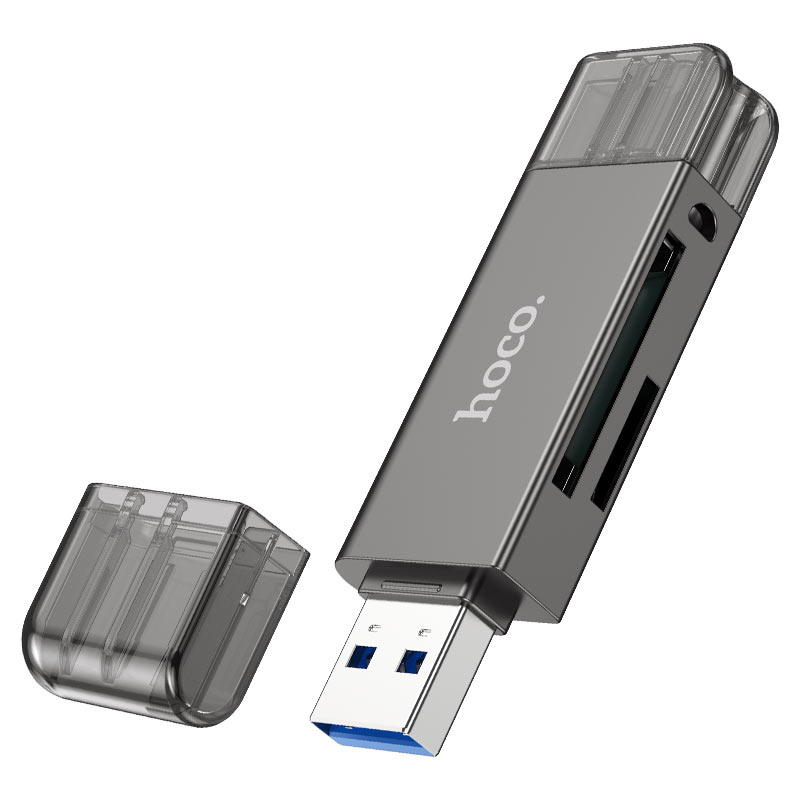 Lector Tarjetas Hoco HB39 USB Tipo-C 3.0 High Speed Metal Gris
