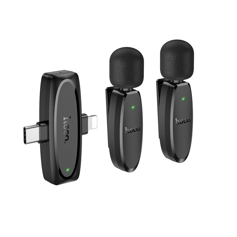 Microfono Dual 2 en 1 Tipo C + IP Inalambrico Hoco L15 Negro