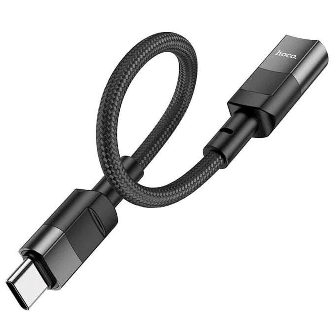 Cable Adaptador Hoco U107 Tipo-C Macho a iP Hembra 0.1m Negro