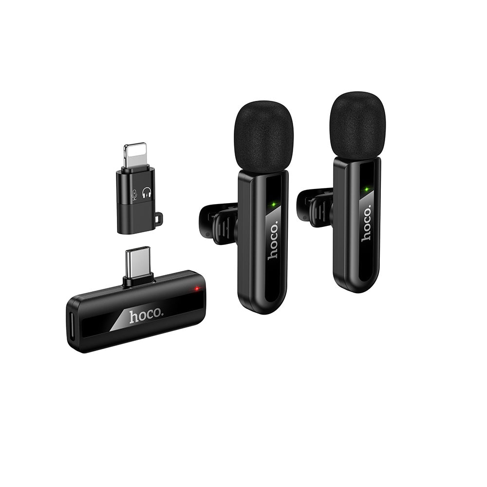 Microfono Dual 2 en 1 Tipo C + IP Inalambrico Hoco L20A Negro