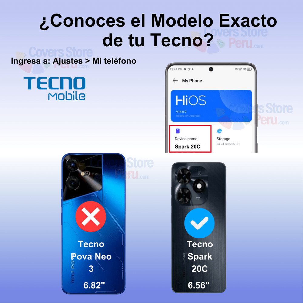 Funda para Tecno Spark 20C TPU 100% Transparente Antishock