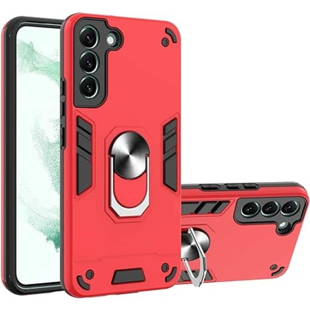 Funda para Samsung S22 con Anillo Metálico Rojo Antishock