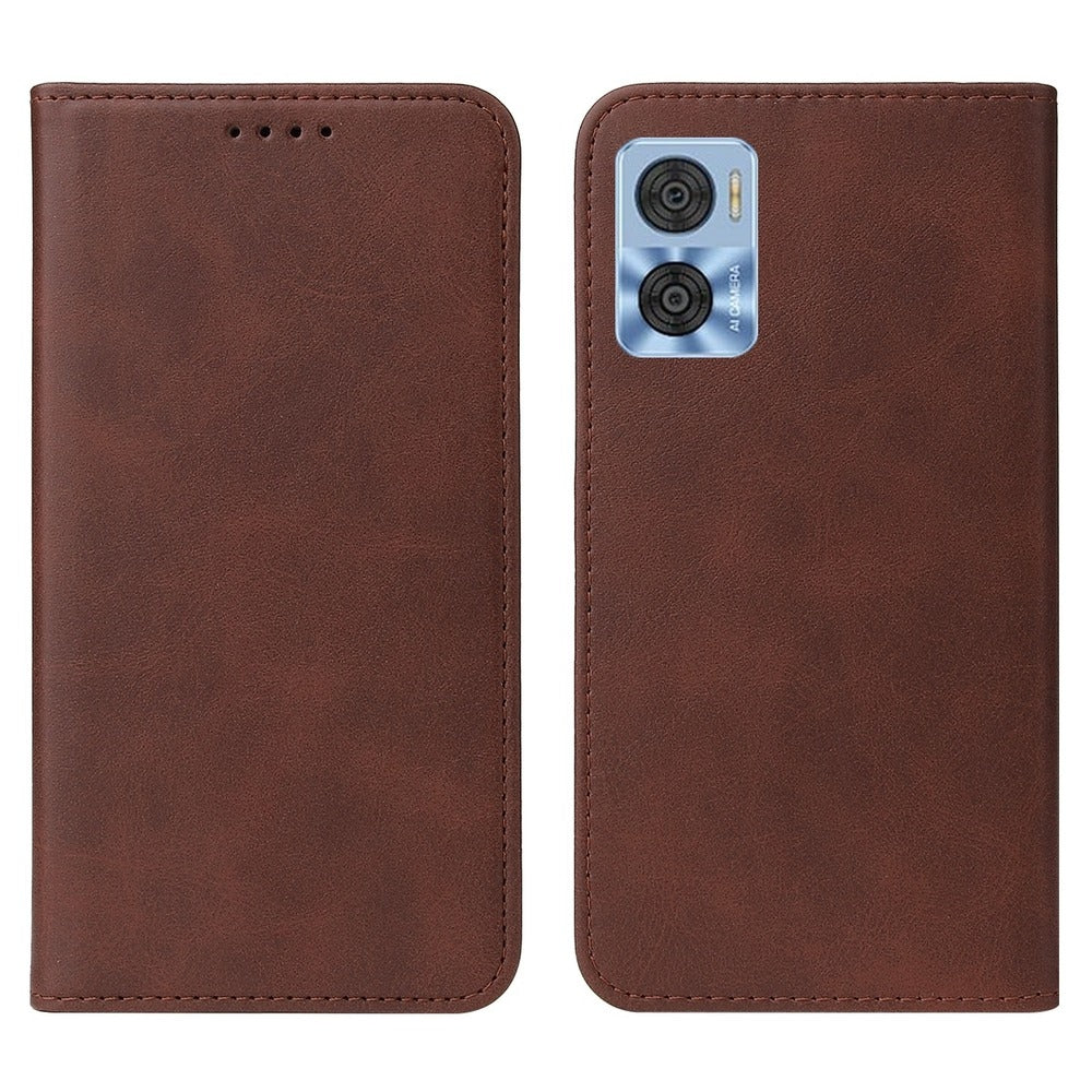 Funda para Motorola Moto E22I Flip Cover Marrón Antishock