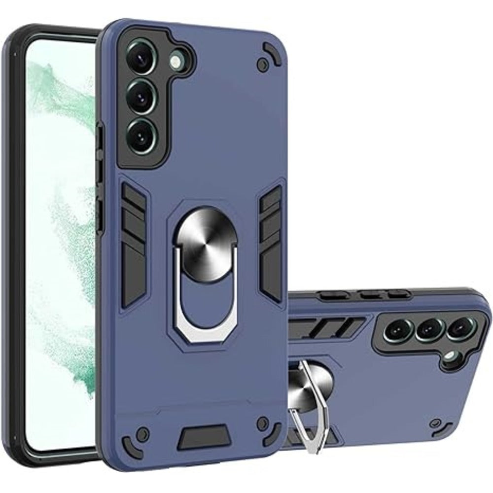 Funda para Samsung S22 con Anillo Metálico Azul Antishock