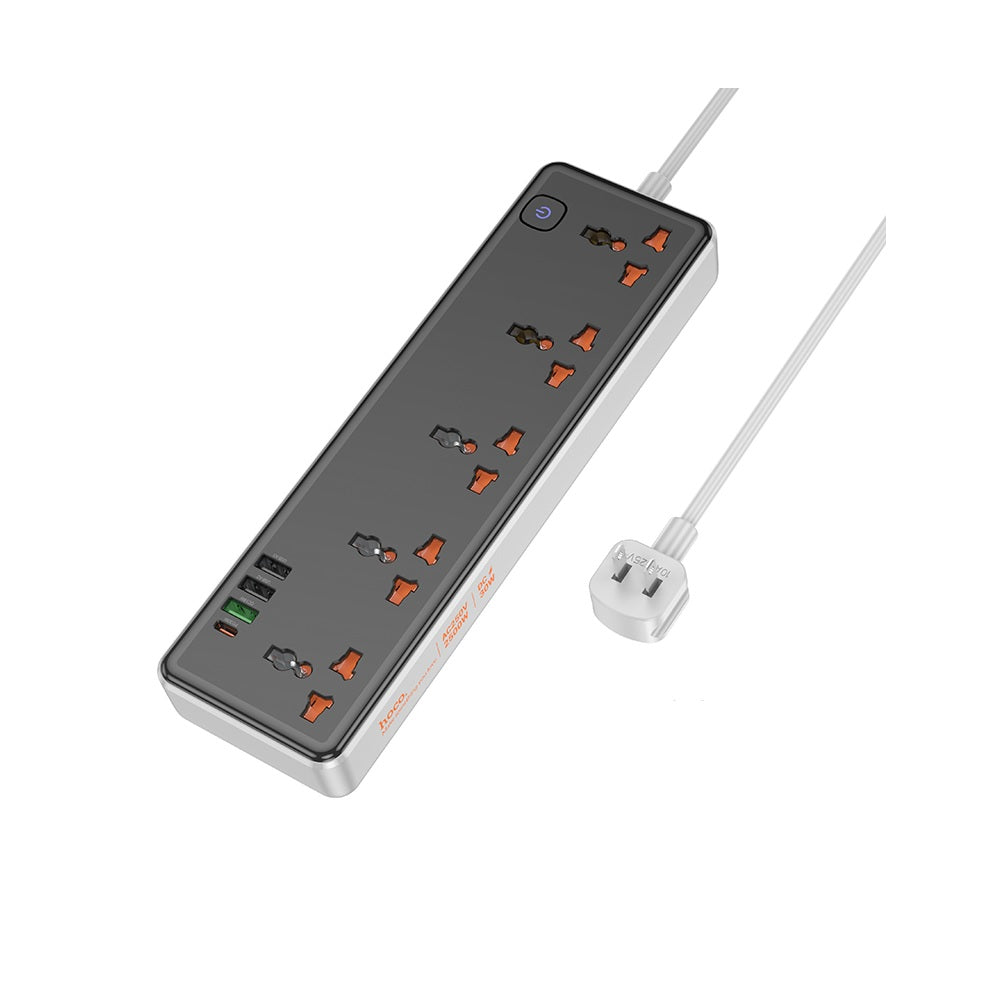 Multicontacto De Pared RICO de 5 entradas Hoco AC14 Negro