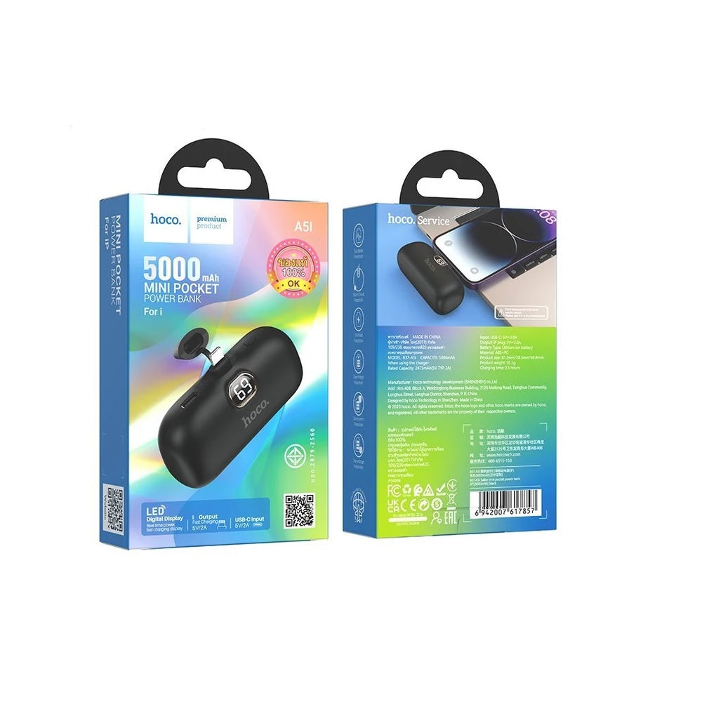 Power Bank 50000mAh Hoco B37-A5I Sailer Mini Pocket iP Negro