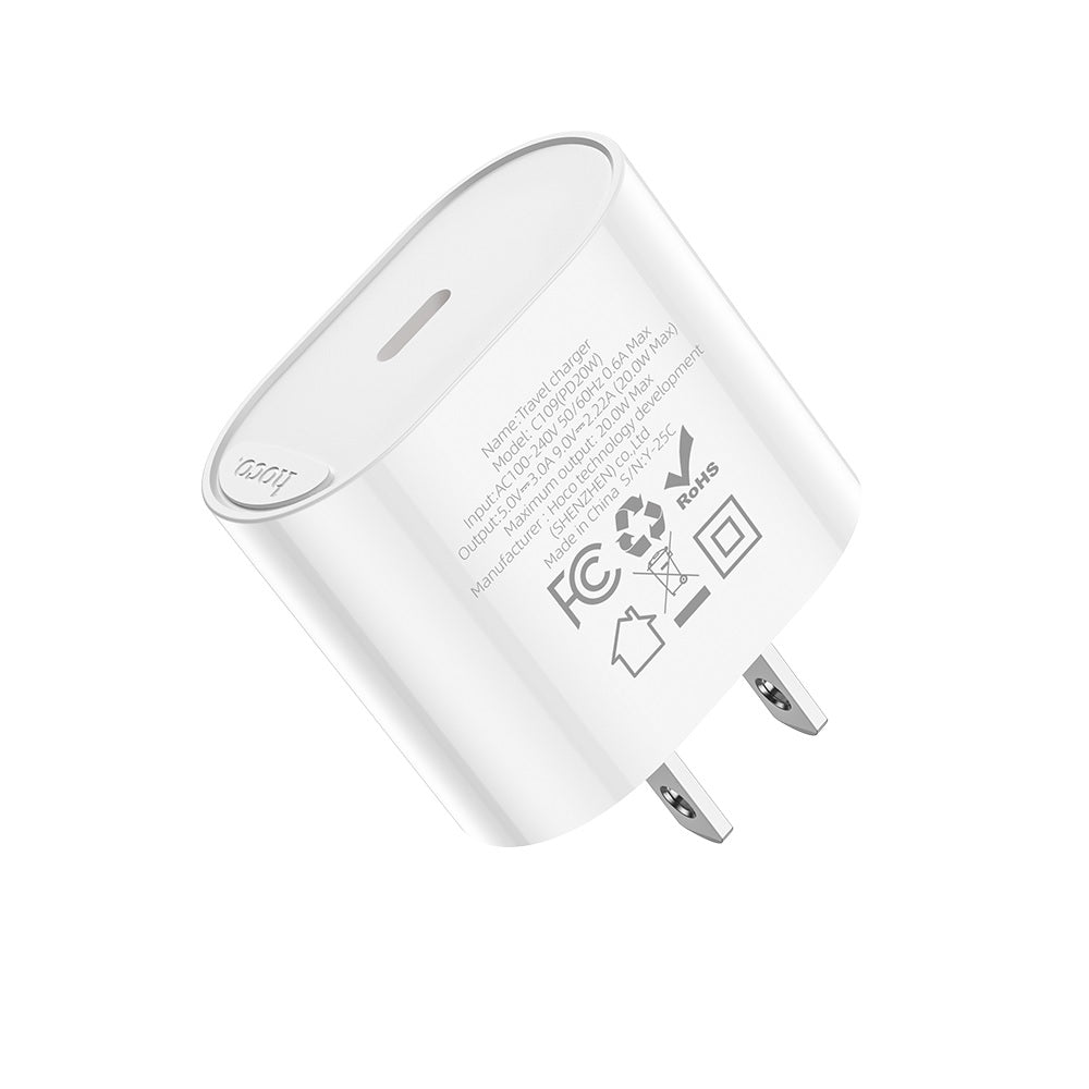 Cargador Hoco C109 Fighter Tipo C Carga Rapida PD20W Blanco