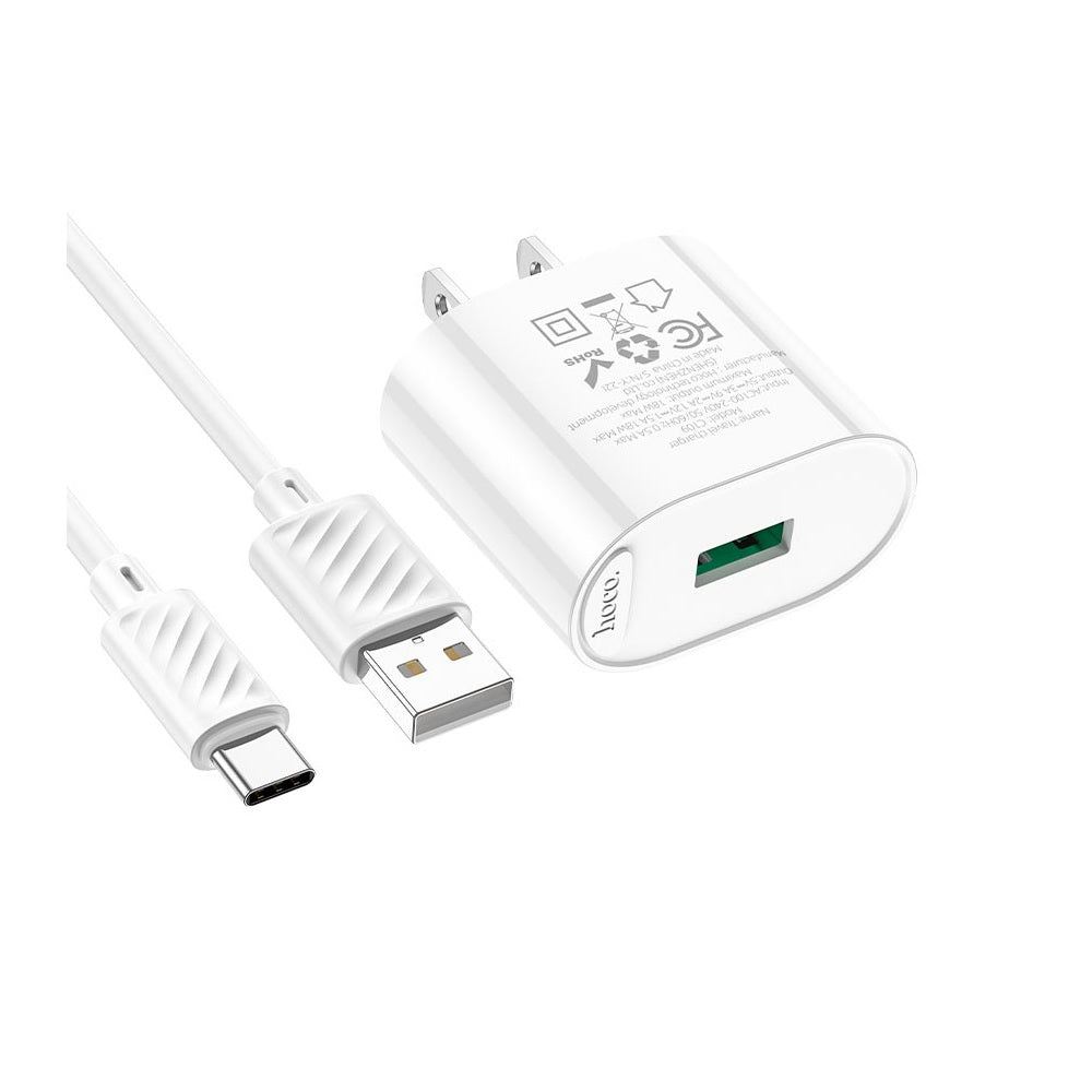 Cargador Hoco C109 Tipo C Quick Charge 18W Blanco