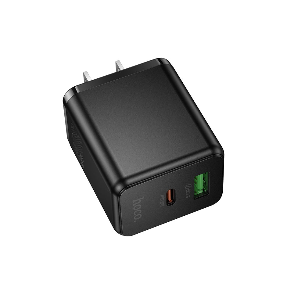 Cargador Hoco C157 Smart Carga Rapida Dual PD30W QC3.0 Negro