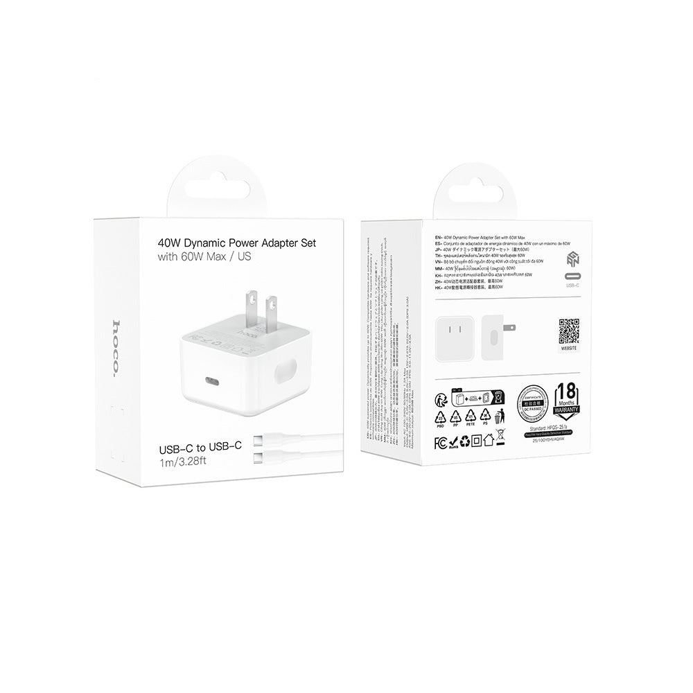 Cargador Cable Hoco C161 Tipo C a C 40W Speed Fast Blanco