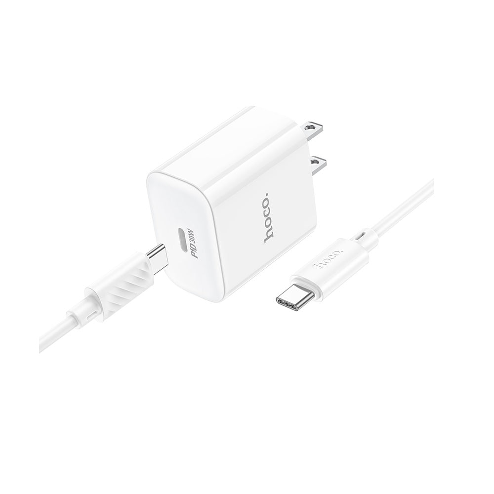 Cargador Hoco C76 Pro Majestic PD30W + Cable Tipo C a Tipo C Blanco