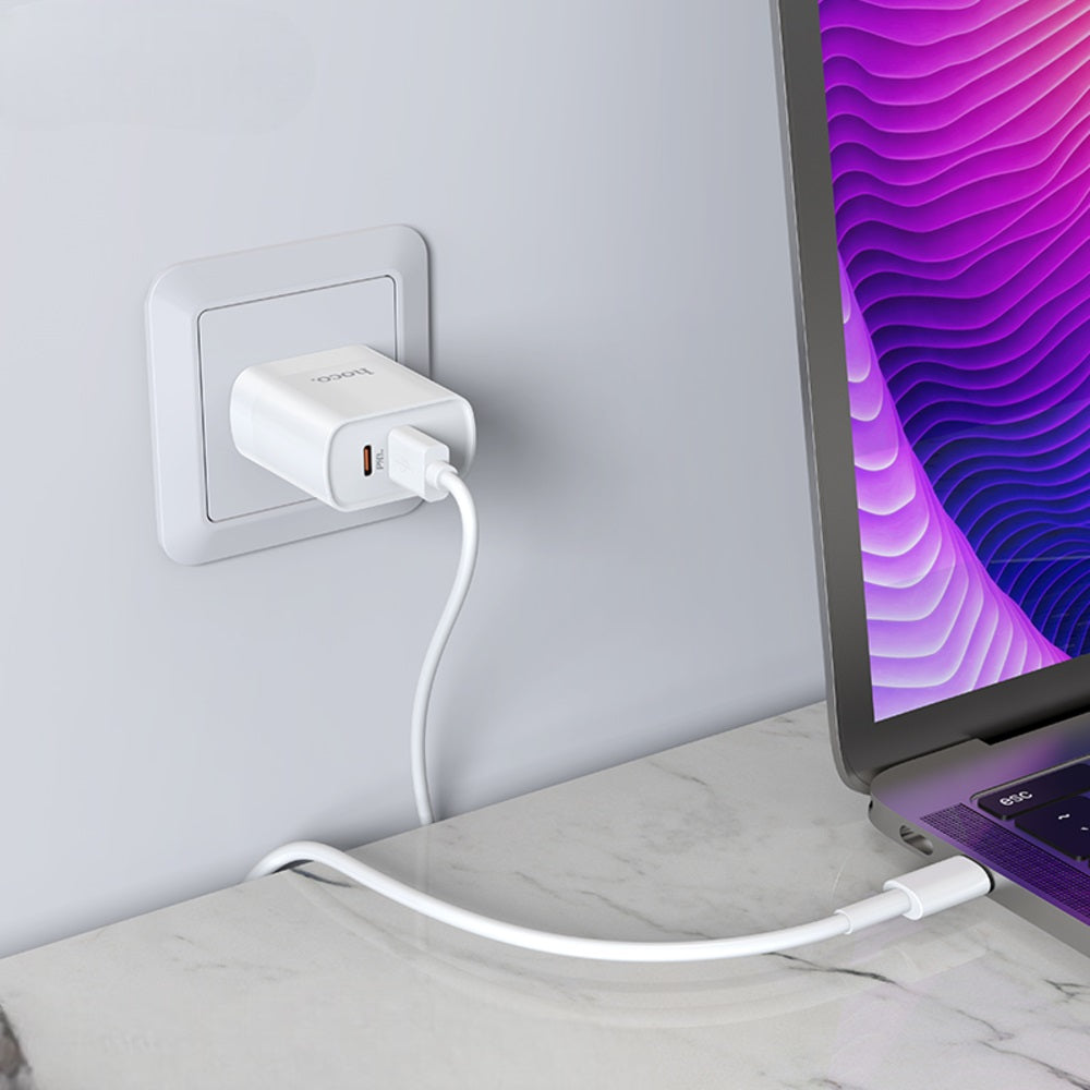 Cargador Pared Hoco C80 Carga Rapida PD20W QC3.0 Dado Blanco