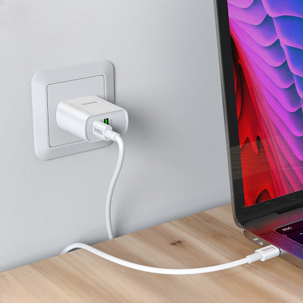 Cargador Cable Hoco C80 Tipo C a C PD20W QC3.0 Blanco