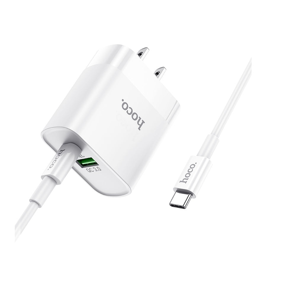 Cargador Cable Hoco C80 Tipo C a C PD20W QC3.0 Blanco