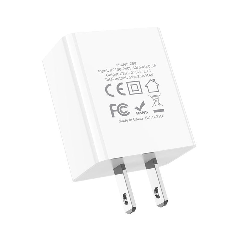 Cargador USB Dado Hoco C89 10W Carga rápida Blanco
