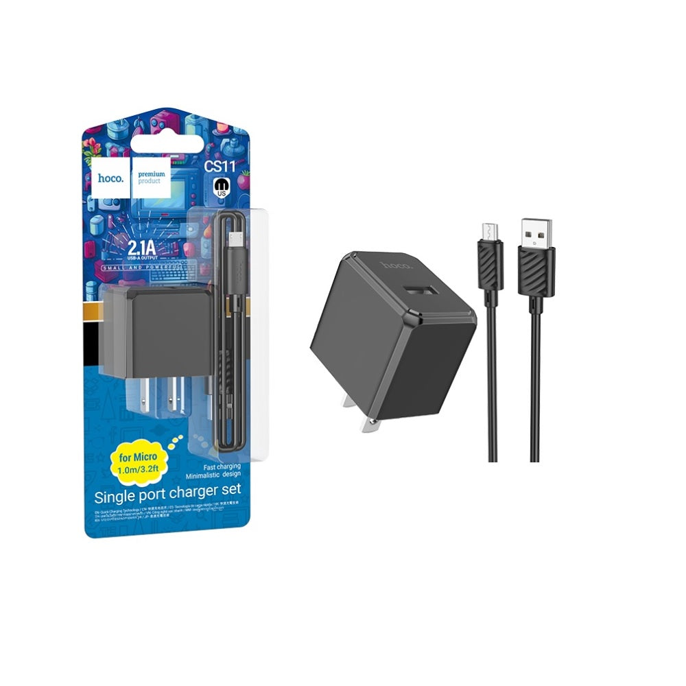Cargador Pared Hoco CS11 con Cable Micro USB 2A Ocean Negro