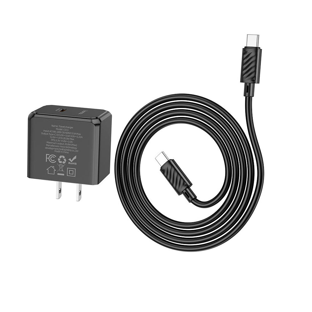Cargador Hoco CS13 PD20W Cable Tipo C a Tipo C Blanco