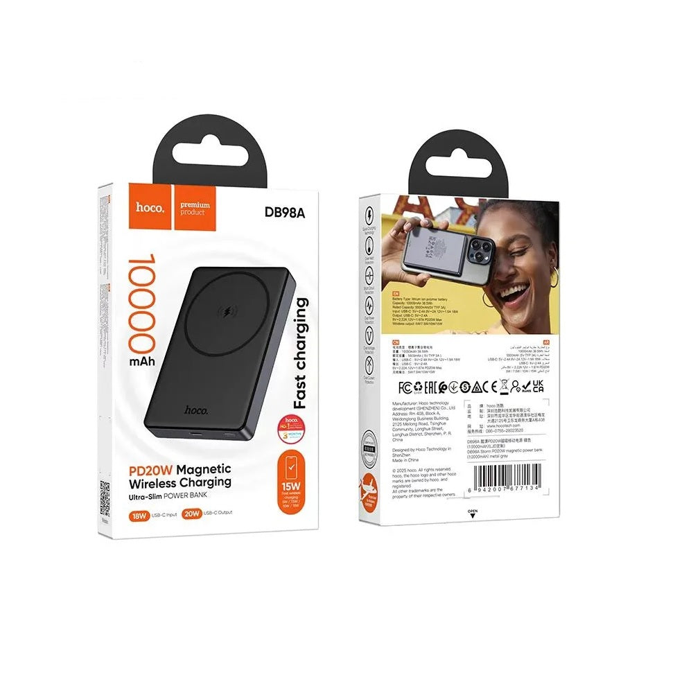 Power Bank Magsafe 10000mAh Hoco DB98A PD20W Metal Gris