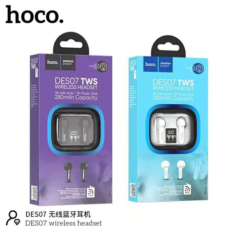 Audífonos Bluetooth V5.0 Hoco DES07 Blanco Inalámbrico