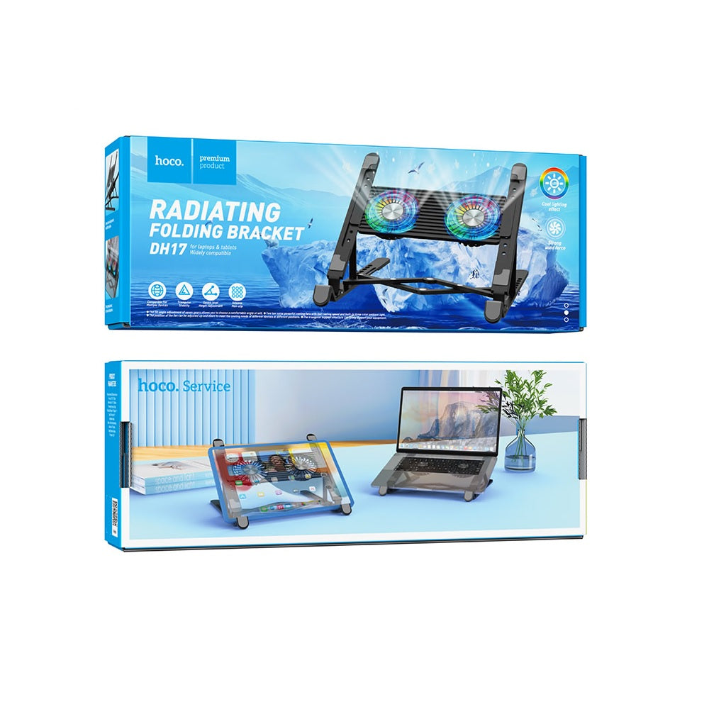 Soporte para Laptop Hoco DH17 Con Ventilacion Disipador Negro