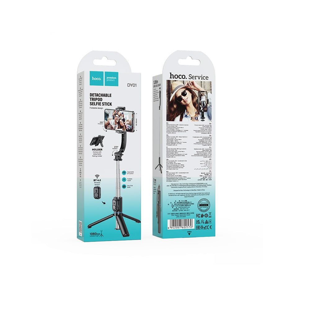 Baston Selfie Stick Tripode Con Bluetooth Hoco DY01 Negro