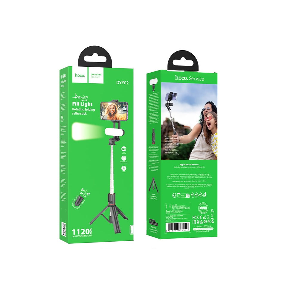 Baston Selfie Stick Tripode Giratorio Hoco DY02 Negro