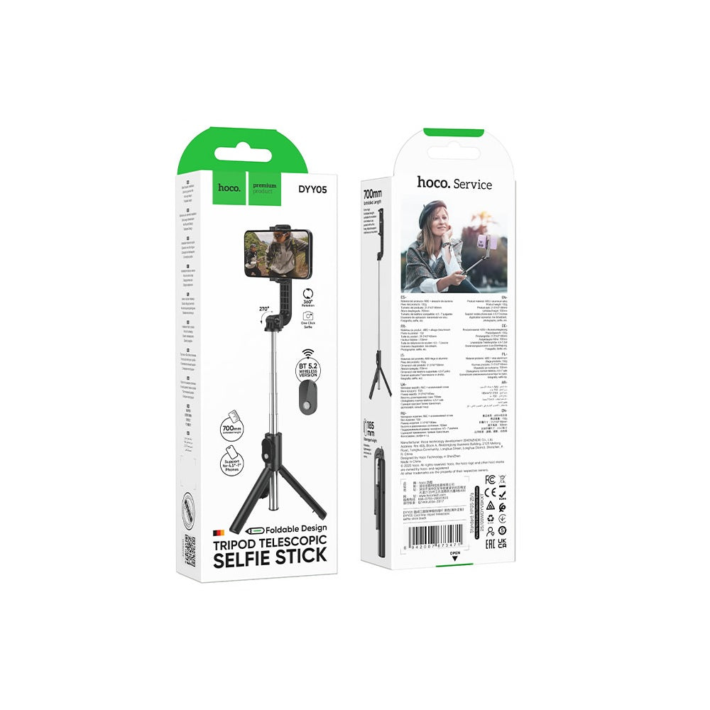 Baston Selfie Stick Tripode Telescopico Hoco DY05 Negro