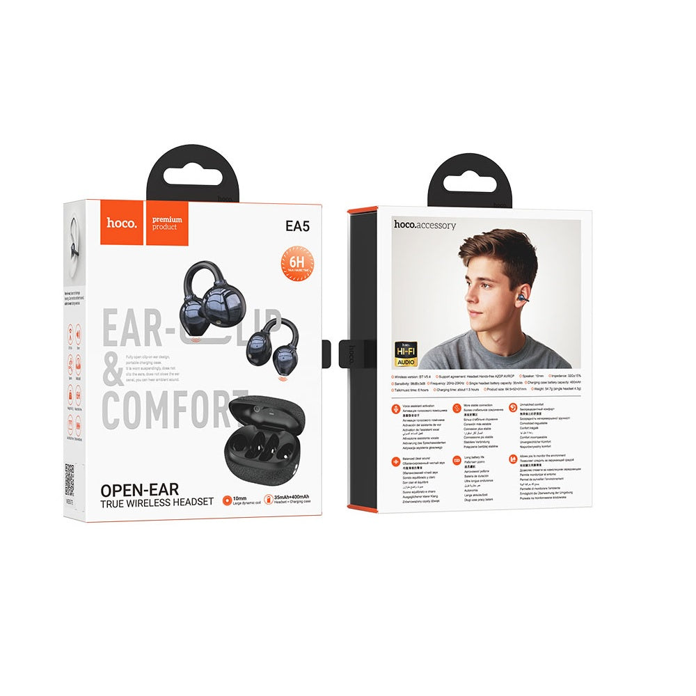 Audífonos Inalambricos Hoco EA5 Bluetooth Clip on Negro