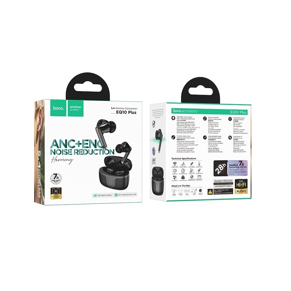 Audífonos Inalambricos Hoco EQ10 Plus Bluetooth ANC Negro